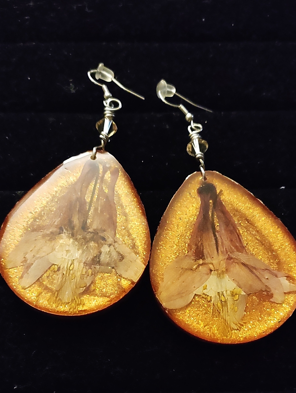 Handmade Gold Floral Teardrop Earrings - Women Jewelry